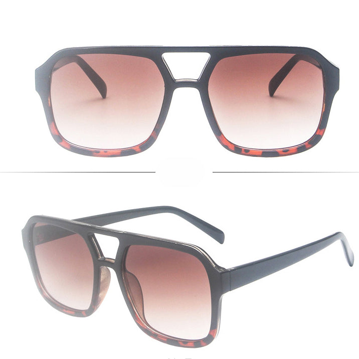 Wholesale Leopard Print Double Bridge PC Sunglasses